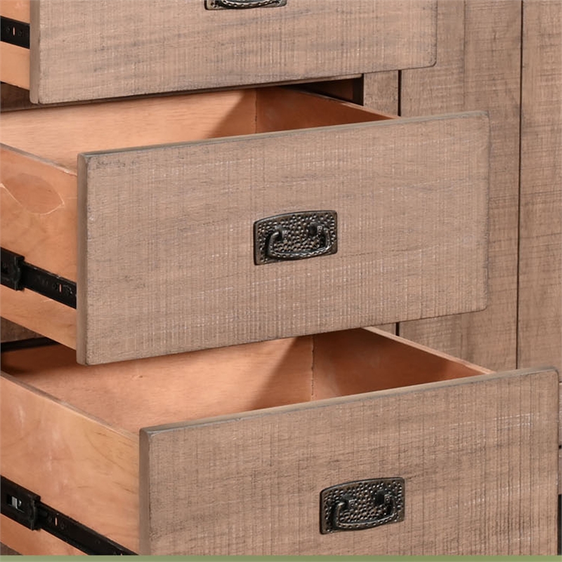 Benjara Camie Buffet Server- 3 Drawers- 2 Cabinets- Wine Racks- Brown Mahogany