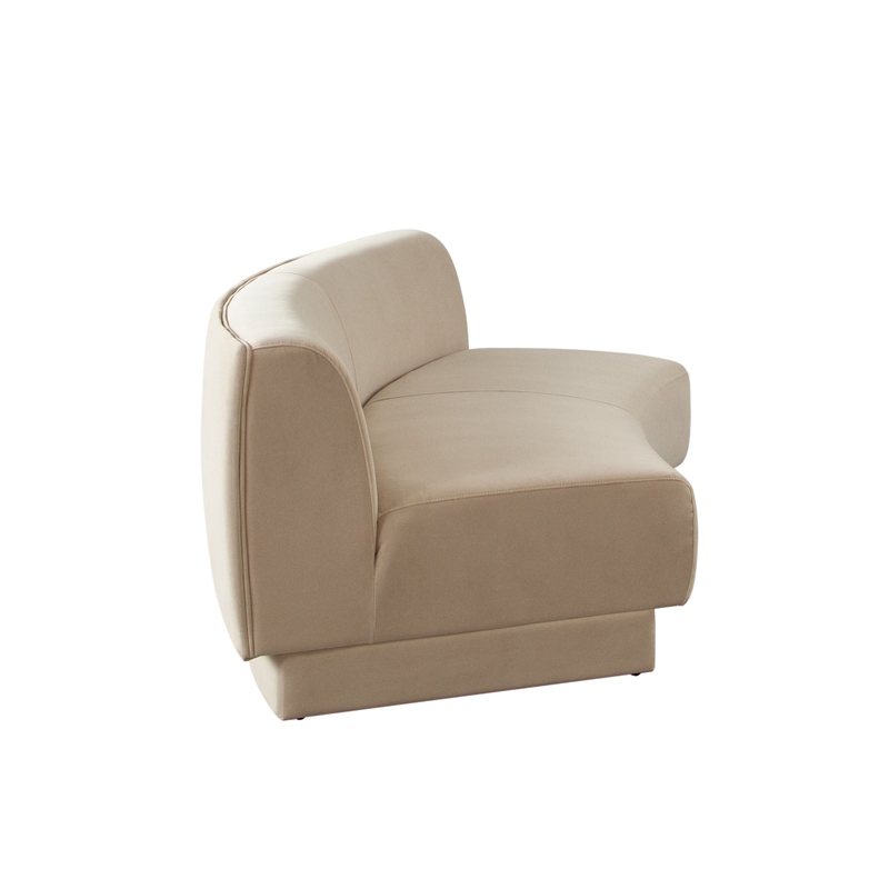 Benjara Zema Curved Armless Sofa- Curved Modular Design- Camel Brown Fabric- 84