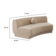 Benjara Zema Curved Armless Sofa- Curved Modular Design- Camel Brown Fabric- 84