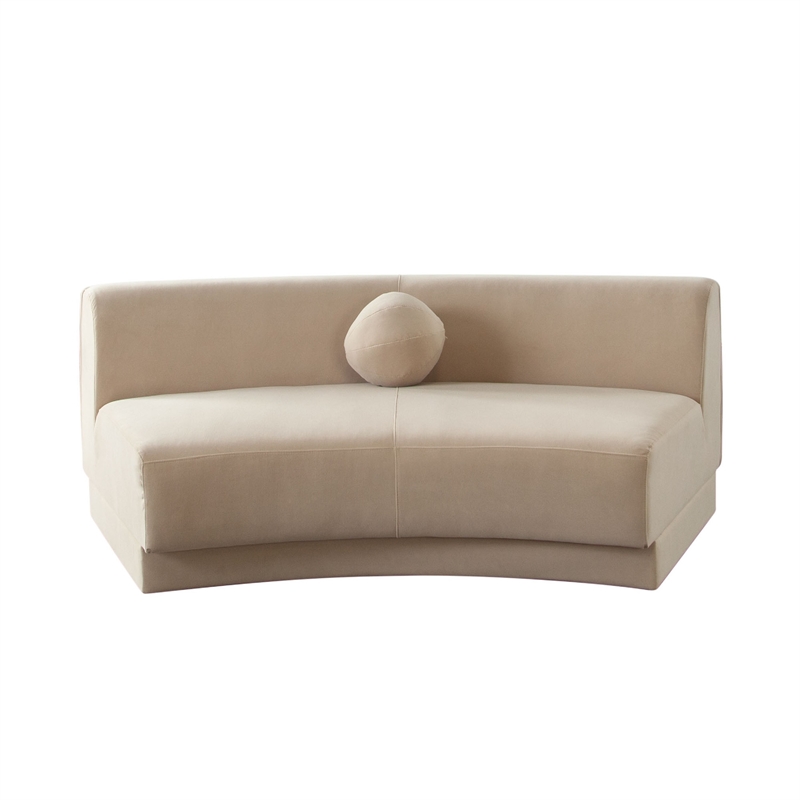 Benjara Zema Curved Armless Sofa- Curved Modular Design- Camel Brown Fabric- 84