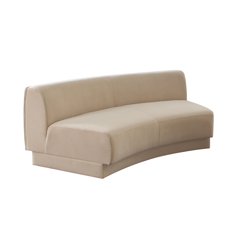 Benjara Zema Curved Armless Sofa- Curved Modular Design- Camel Brown Fabric- 84