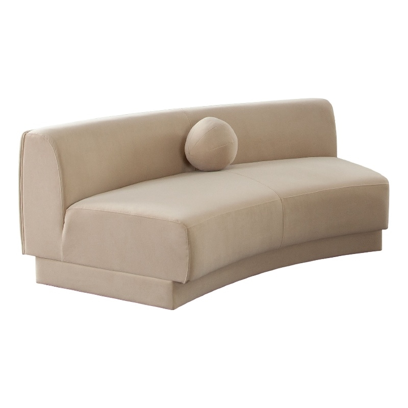 Benjara Zema Curved Armless Sofa- Curved Modular Design- Camel Brown Fabric- 84