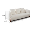 Benjara Kiol Sofa- 3 Accent Pillows- White Padded Polyester Seating- 88 Inch