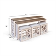Benjara Feli 5pc Nesting Console Table w 3 Stools Set- Brown Wood Top- White