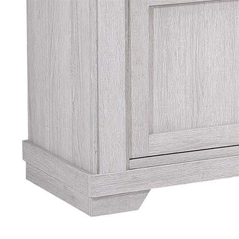 Benjara Leya TV Stand Media Cabinet- 2 Doors- 2 Shelves- Cable Cut Gray Wood