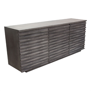 Benjara Tily Sideboard Buffet Cabinet w 3 Doors- 69&quot Smoke Gray Wood