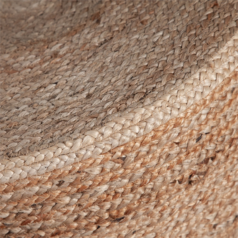 Benjara Accent Stool- 25 Inch- Round Natural Brown Jute Seat- Wood Legs
