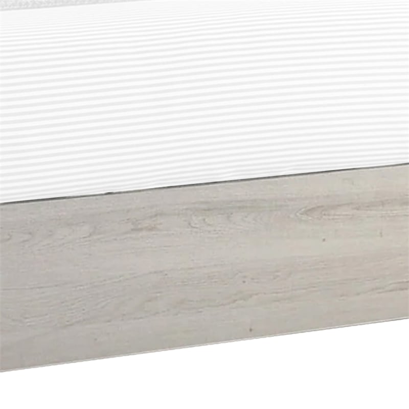 Benjara Cuzzy King Platform Bed with Panel Headboard- Low Profile White Wood