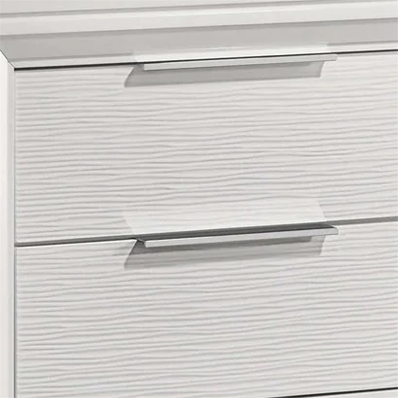 Benjara Ressy Nightstand with 2 Drawer- Silver Metal- Contemporary White Wood