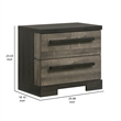 Benjara Ruthe Nightstand with 2 Drawers- Wide Top- Ebony Black- Gray Wood