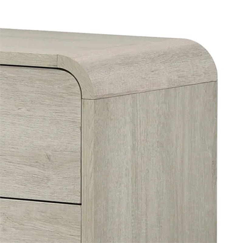 Benjara Meni Nightstand- 2 Drawers- Black Metal Handles- Scandinavian White