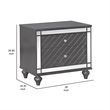 Benjara Reff Nightstand- 2 French Dovetail Drawers- Crystal Knobs- Gray