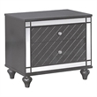 Benjara Reff Nightstand- 2 French Dovetail Drawers- Crystal Knobs- Gray
