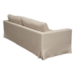 Benjara Aiza Sofa- 94 Inch- Feather Down Seating- Sand Brown- Linen Cover