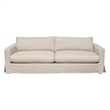 Benjara Aiza Sofa- 94 Inch- Feather Down Seating- Sand Brown- Linen Cover