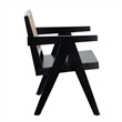 Benjara Kato Dining Armchair- Cane Backrest- 24 Inch- Black Solid Mango Wood