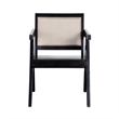 Benjara Kato Dining Armchair- Cane Backrest- 24 Inch- Black Solid Mango Wood