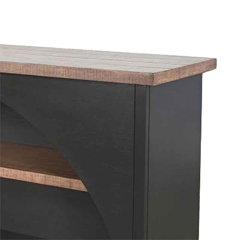 Benjara Jenne Server with Arched Cutout- Middle Shelves- Black Mahogany Wood