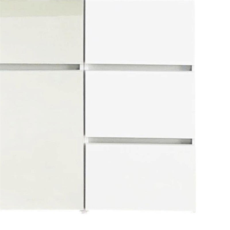 Benjara Ely Closet Cabinet Set- Center Mirror Front- 7 Drawers- 71 Inch- White