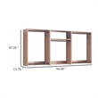 Benjara Vedz Wall Mount Closet Set- Center Shelf 5 Hanging Rods- Oak Brown