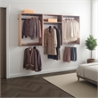 Benjara Vedz Wall Mount Closet Set- Center Shelf 5 Hanging Rods- Oak Brown