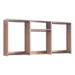 Benjara Vedz Wall Mount Closet Set- Center Shelf 5 Hanging Rods- Oak Brown