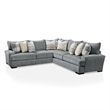 Benjara Ricy Sectional Corner L Sofa with 9 Pillows- Blue Chenille 122 Inch