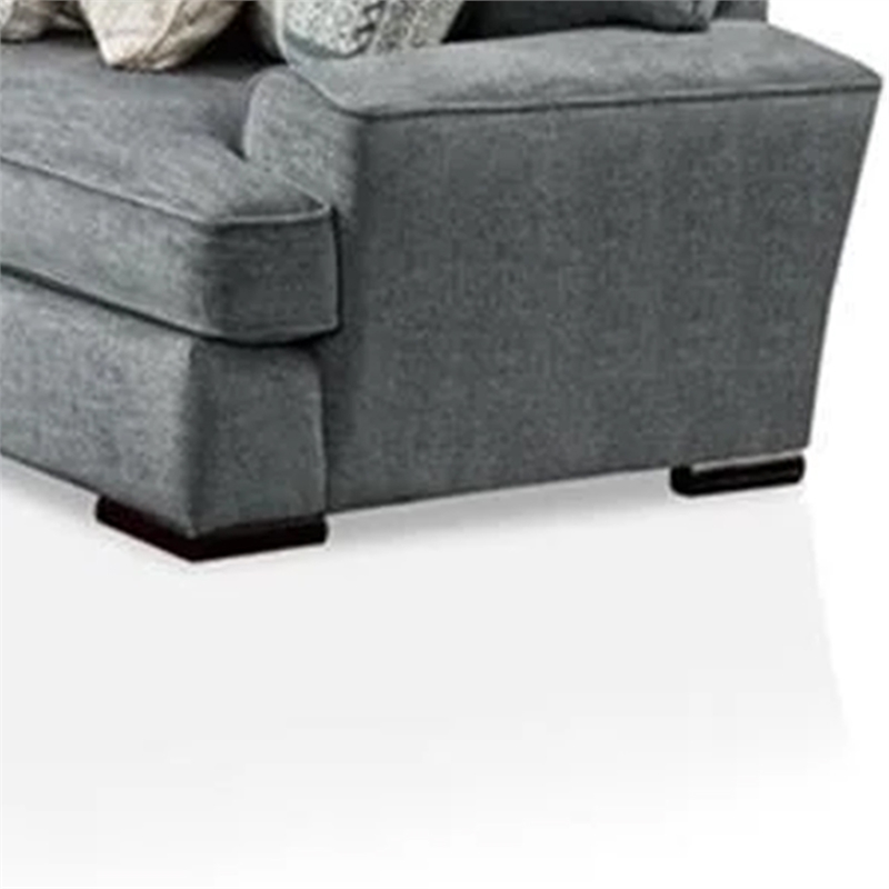 Benjara Ricy Sectional Corner L Sofa with 9 Pillows- Blue Chenille 122 Inch