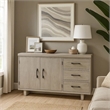 Benjara Hagy Sideboard Buffet Console- Natural Brown Wood- 2 Doors- 60 Inch