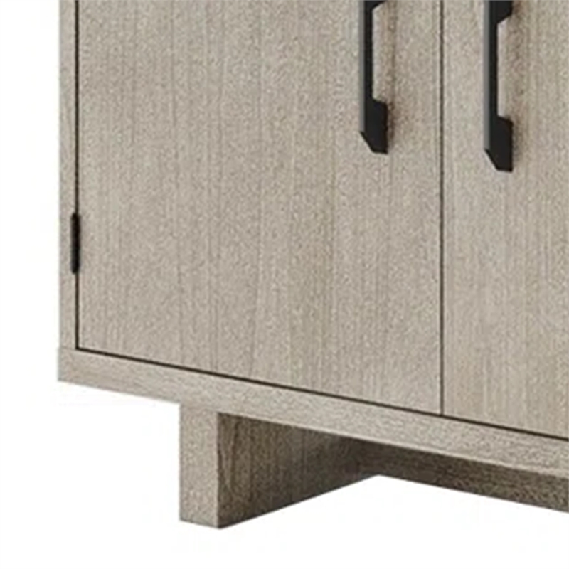 Benjara Hagy Sideboard Buffet Console- Natural Brown Wood- 2 Doors- 60 Inch