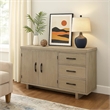 Benjara Hagy Sideboard Buffet Console- Natural Brown Wood- 2 Doors- 60 Inch