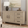 Benjara Hagy Sideboard Buffet Console- Natural Brown Wood- 2 Doors- 60 Inch