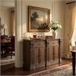Benjara Hama Sideboard Buffet Console- 4 Doors- Oak Brown Wood- 60 Inch
