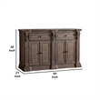 Benjara Hama Sideboard Buffet Console- 4 Doors- Oak Brown Wood- 60 Inch