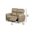 Benjara Sily Power Reclining Loveseat- Beige Faux Leather- 57 Inch- USB Ports