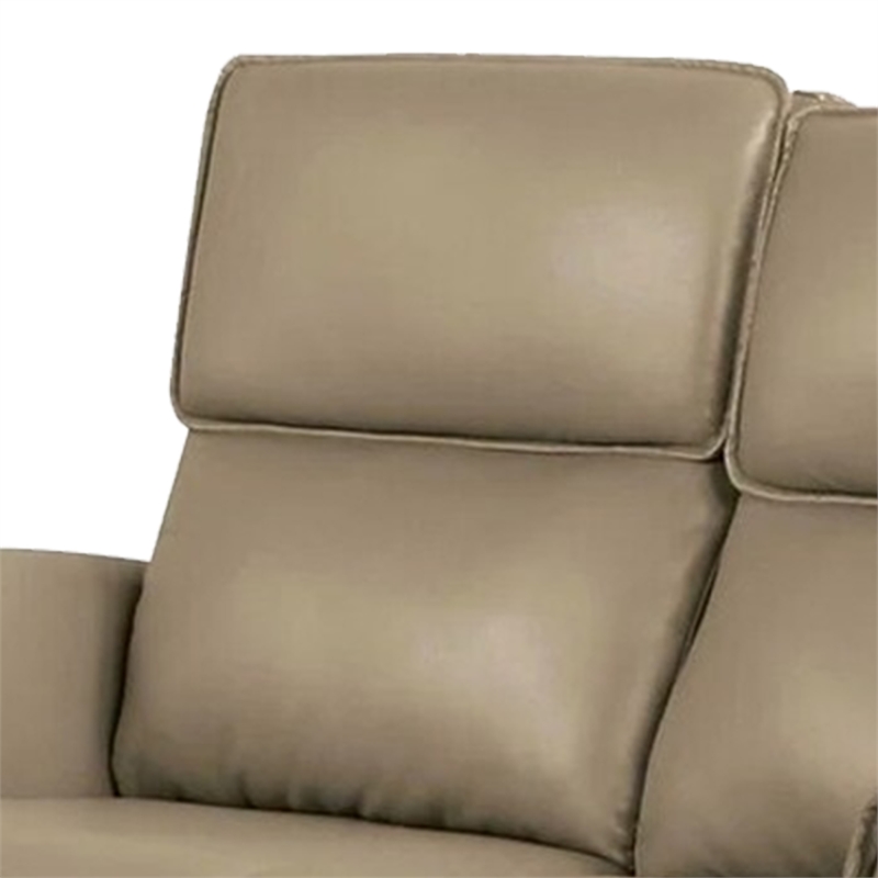 Benjara Sily Power Reclining Loveseat- Beige Faux Leather- 57 Inch- USB Ports