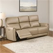Benjara Sily Power Reclining Sofa- Beige Faux Leather- 81 Inch- USB Ports