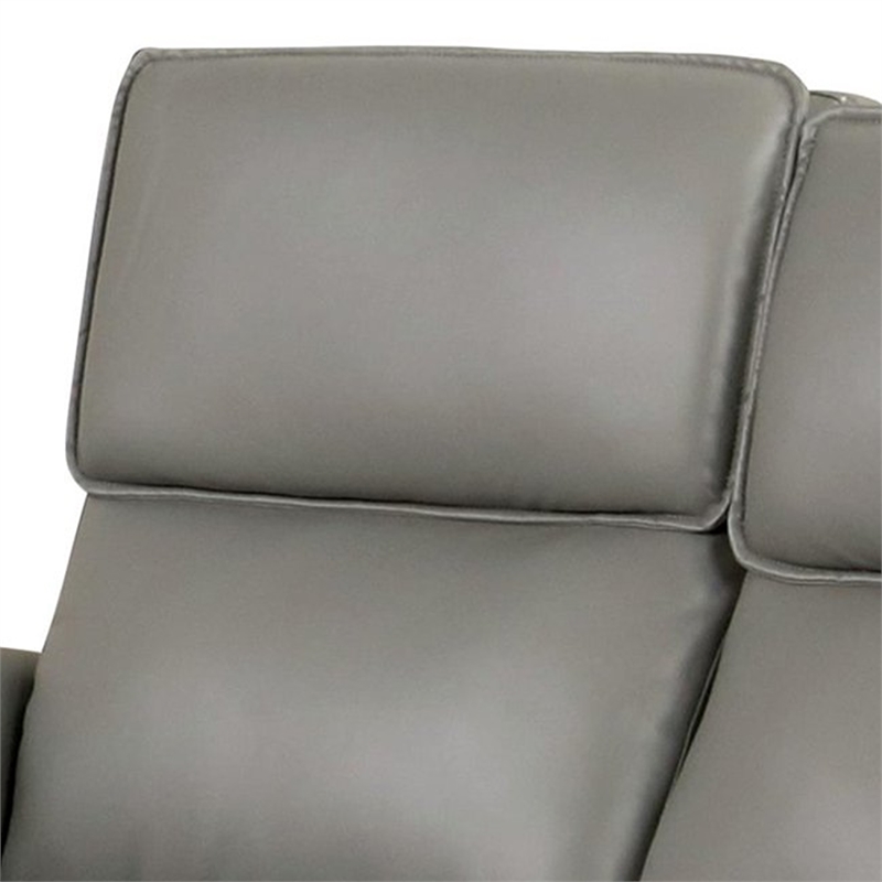 Benjara Sily Power Reclining Loveseat- Gray Faux Leather- 57 Inch- USB Ports