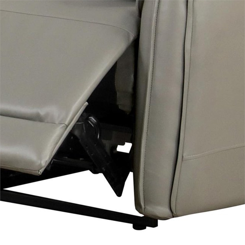 Benjara Sily Power Reclining Loveseat- Gray Faux Leather- 57 Inch- USB Ports