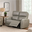 Benjara Sily Power Reclining Loveseat- Gray Faux Leather- 57 Inch- USB Ports