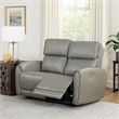 Benjara Sily Power Reclining Loveseat- Gray Faux Leather- 57 Inch- USB Ports