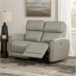 Benjara Sily Power Reclining Loveseat- Gray Faux Leather- 57 Inch- USB Ports