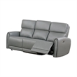 Benjara Sily Power Reclining Sofa- Gray Faux Leather- 81 Inch- USB Ports