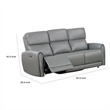 Benjara Sily Power Reclining Sofa- Gray Faux Leather- 81 Inch- USB Ports
