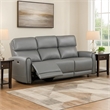 Benjara Sily Power Reclining Sofa- Gray Faux Leather- 81 Inch- USB Ports