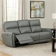 Benjara Sily Power Reclining Sofa- Gray Faux Leather- 81 Inch- USB Ports