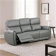 Benjara Sily Power Reclining Sofa- Gray Faux Leather- 81 Inch- USB Ports