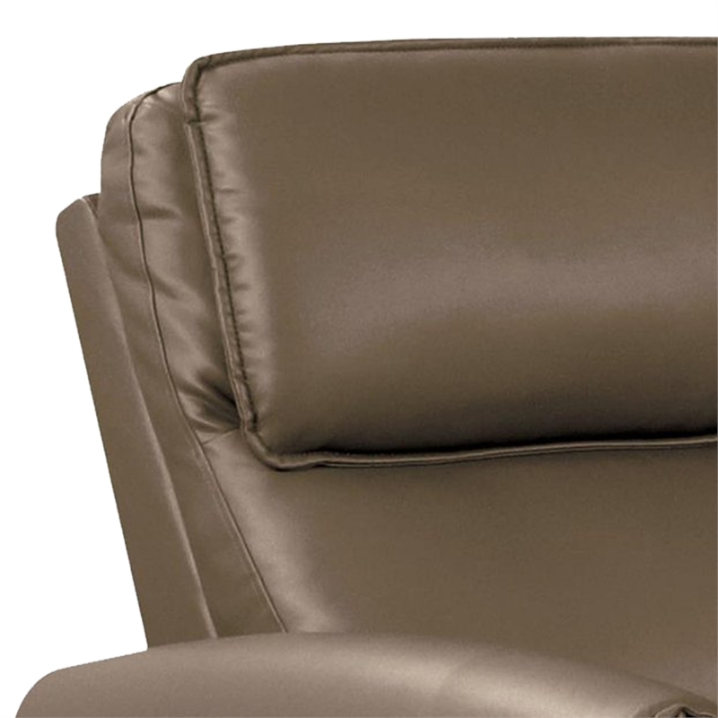 Benjara Sily Power Reclining Loveseat- Light Brown Faux Leather- 57 Inch- USB