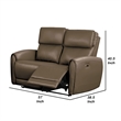 Benjara Sily Power Reclining Loveseat- Light Brown Faux Leather- 57 Inch- USB