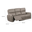 Benjara Sily Power Recliner Sofa- Light Brown Faux Leather- 81 Inch- USB Ports